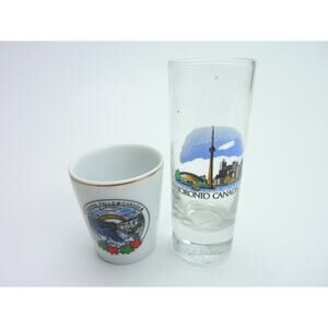Vintage Niagara Falls Canada Souvenir + Toronto Canada Shot Glass